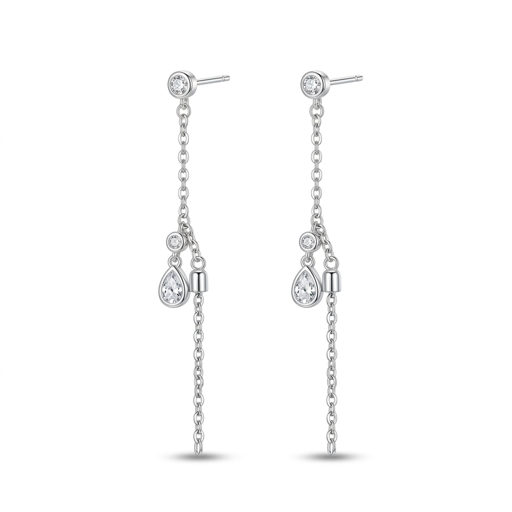 Aretes Borla de Cadena Larga