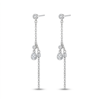 Aretes Borla de Cadena Larga