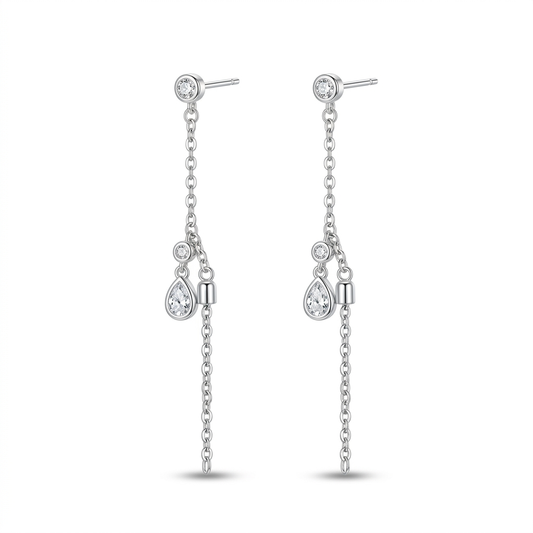 Aretes Borla de Cadena Larga