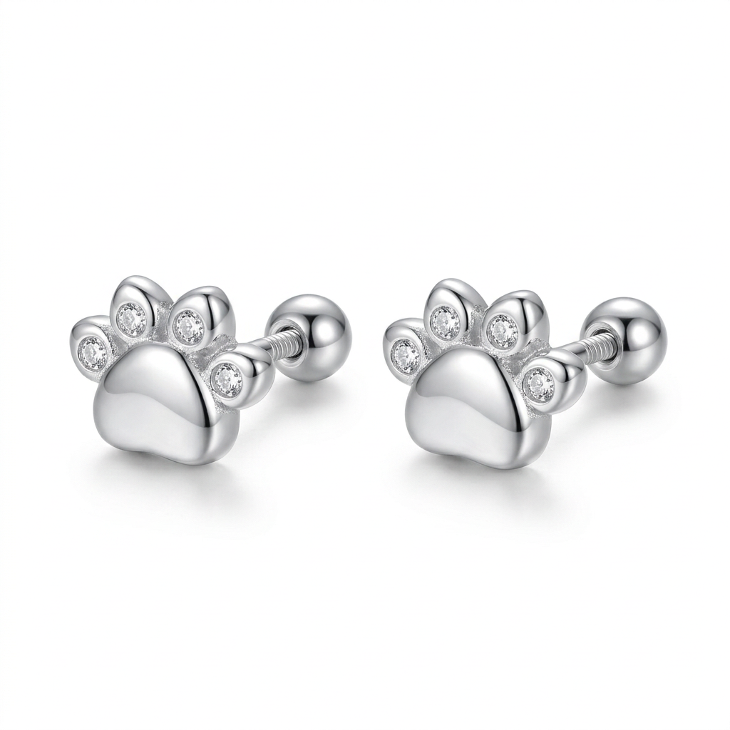 Aretes Huellita de Gato con Zirconias