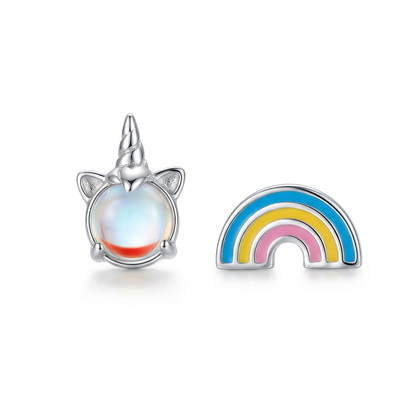 Aretes Asimétricos Unicornio y Arcoíris