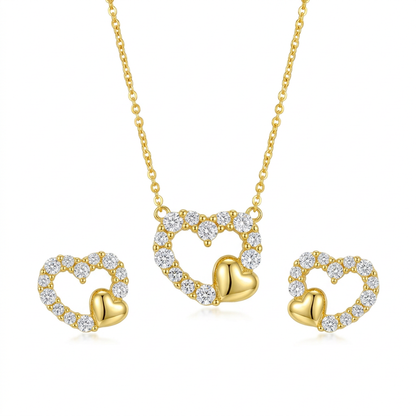 Juego Corazón Calado con Zirconias