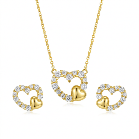 Juego Corazón Calado con Zirconias
