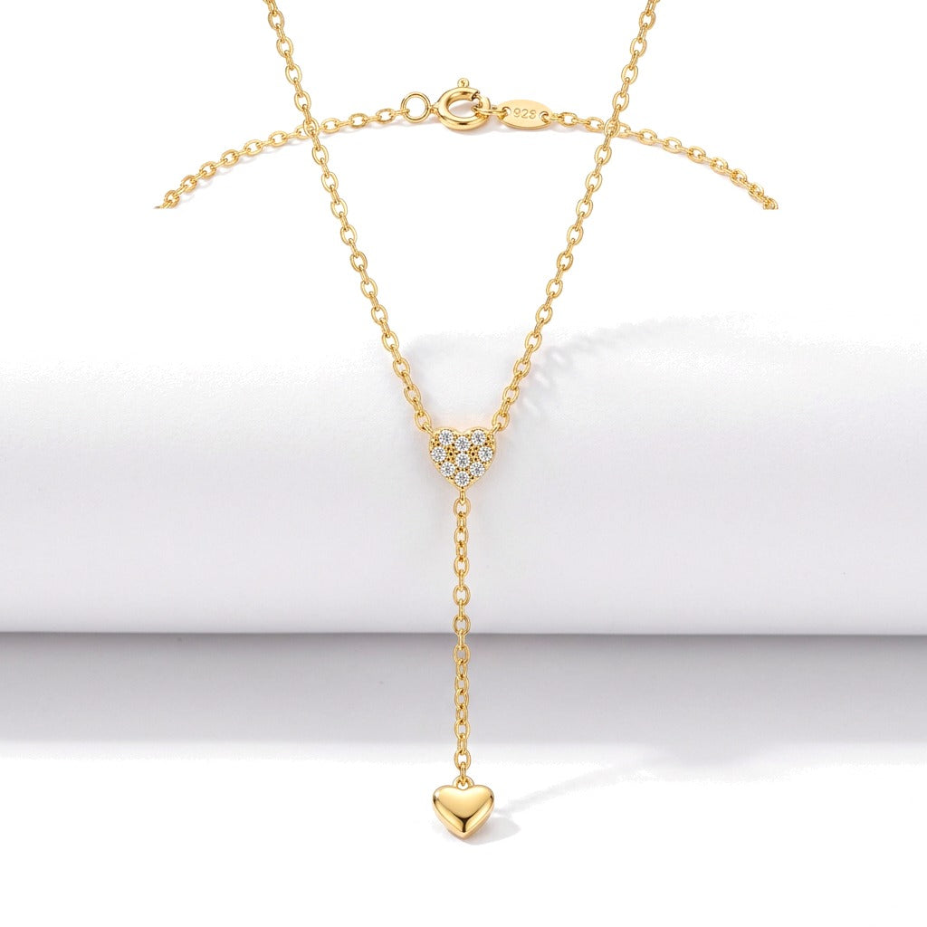 Collar en Y Corazón con Flecos