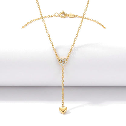 Collar en Y Corazón con Flecos