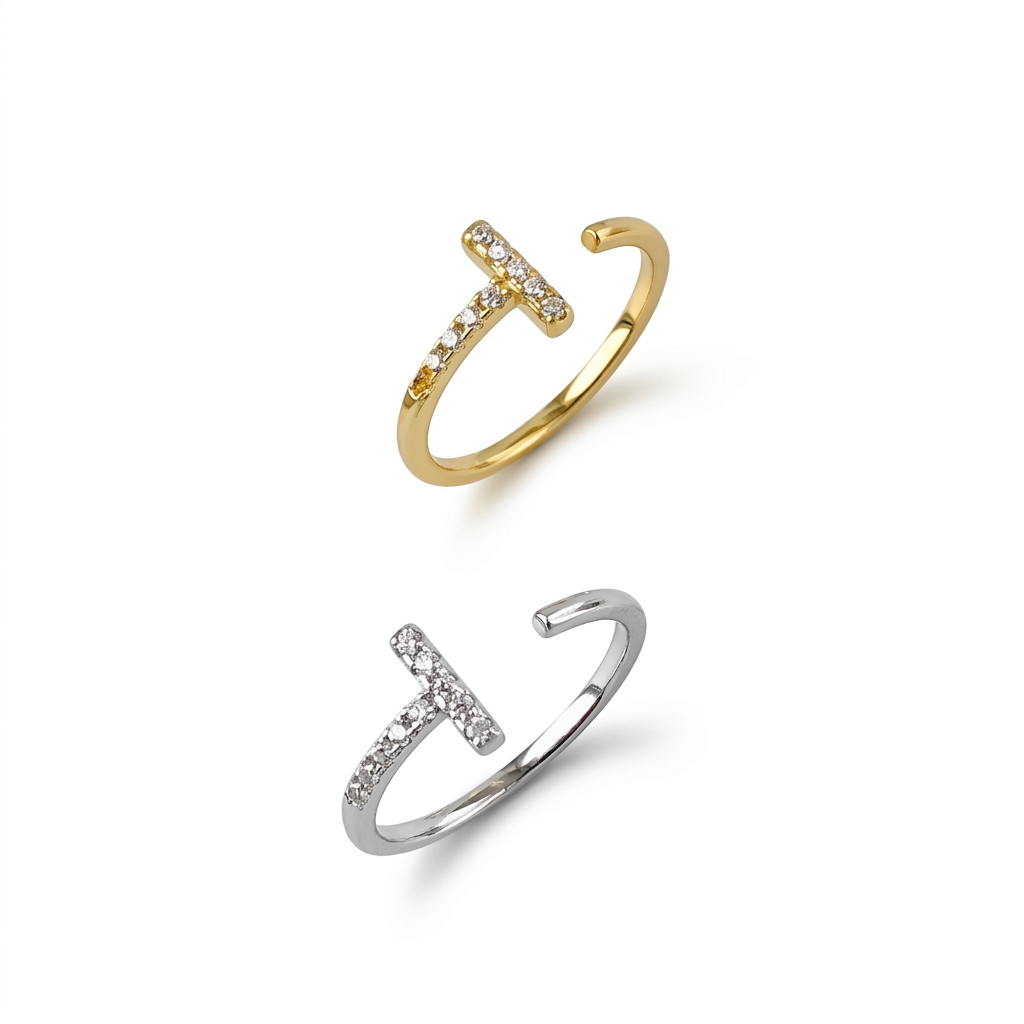 Anillo Abierto Líneas Geométricas con Zirconias