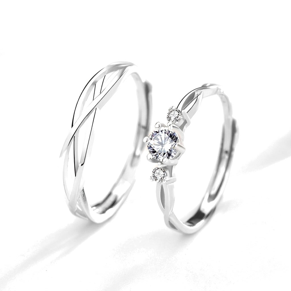 Anillo Ajustable para Pareja con Zirconias