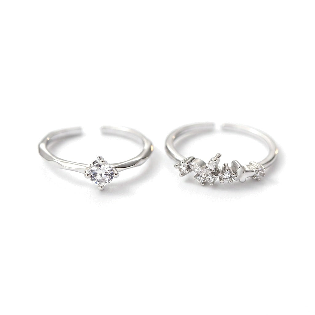 Anillo Abierto con Zirconias en Dos Modelos