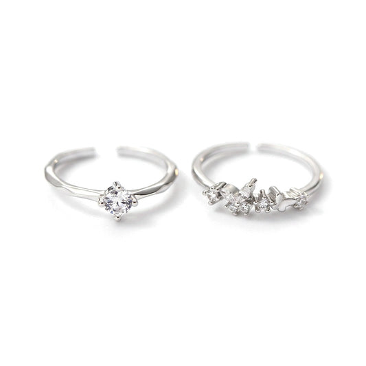 Anillo Abierto con Zirconias en Dos Modelos