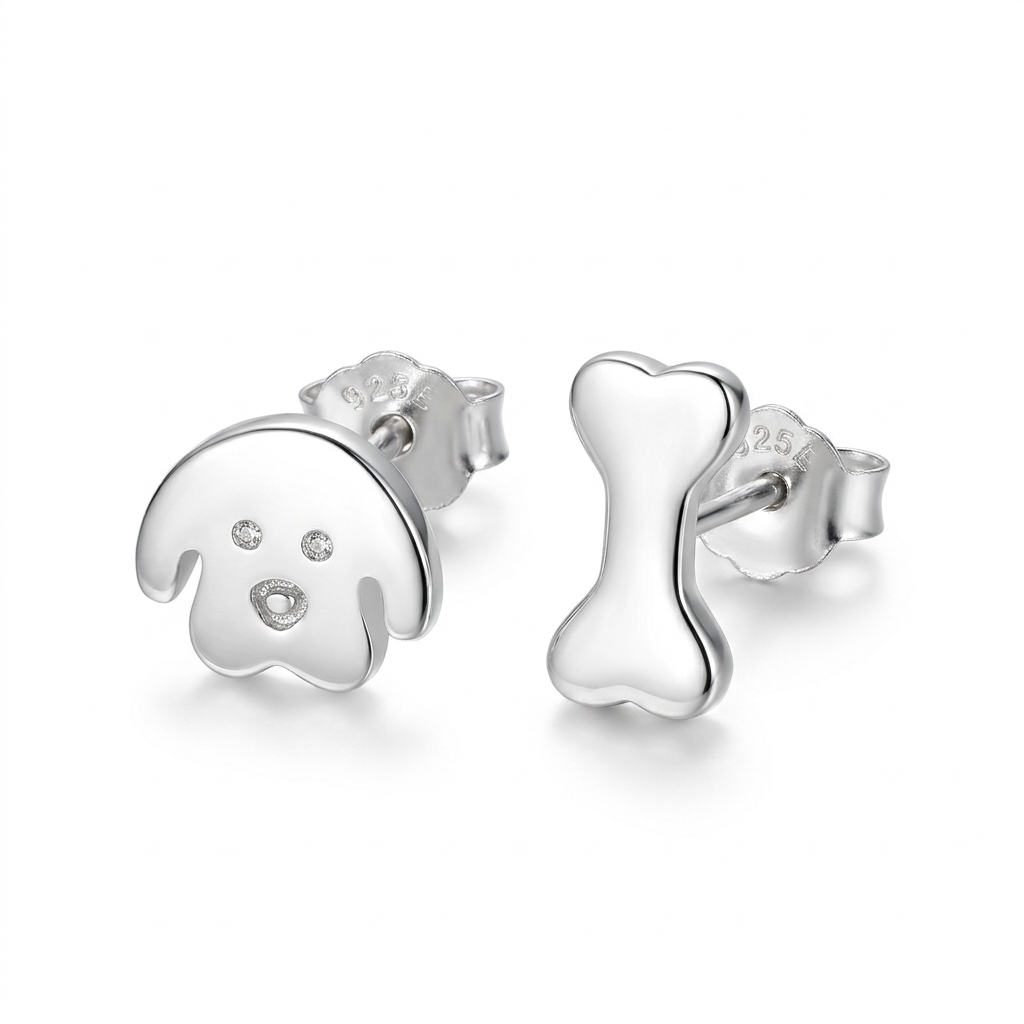 Aretes Asimétricos Perrito y Hueso