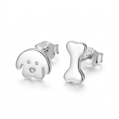 Aretes Asimétricos Perrito y Hueso