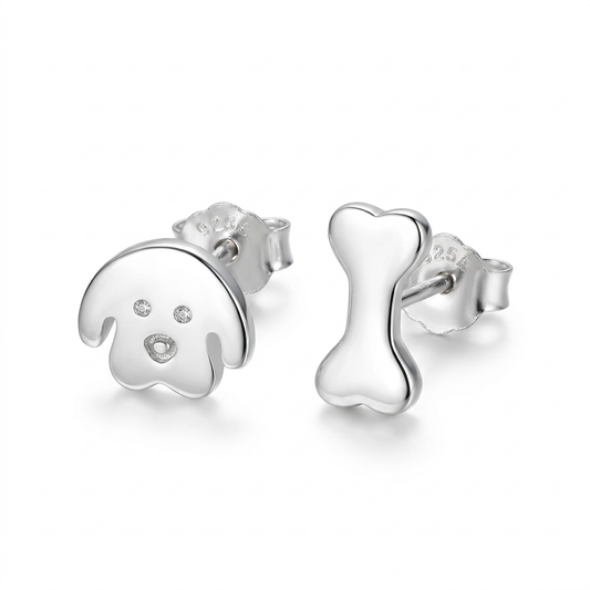 Aretes Asimétricos Perrito y Hueso