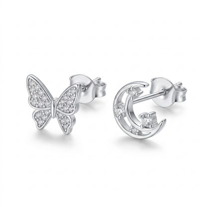 Aretes Mariposa y Luna