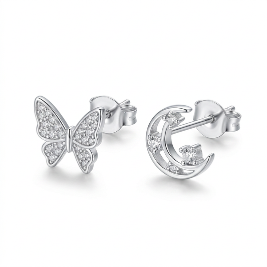 Aretes Mariposa y Luna