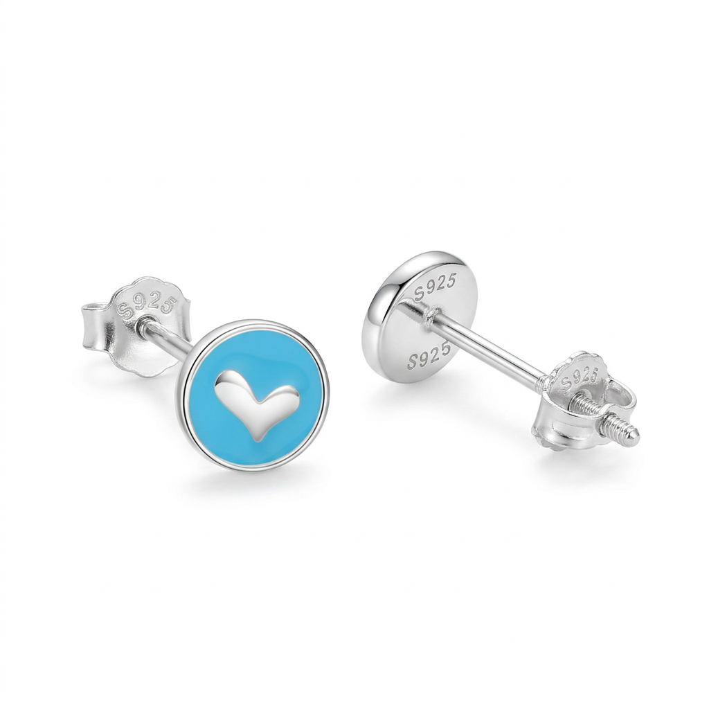 Aretes Corazón Azul