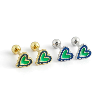 Aretes Corazón Esmaltado con Rosca