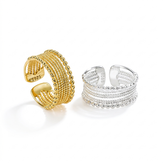 Anillo Ancho Tejido Ajustable