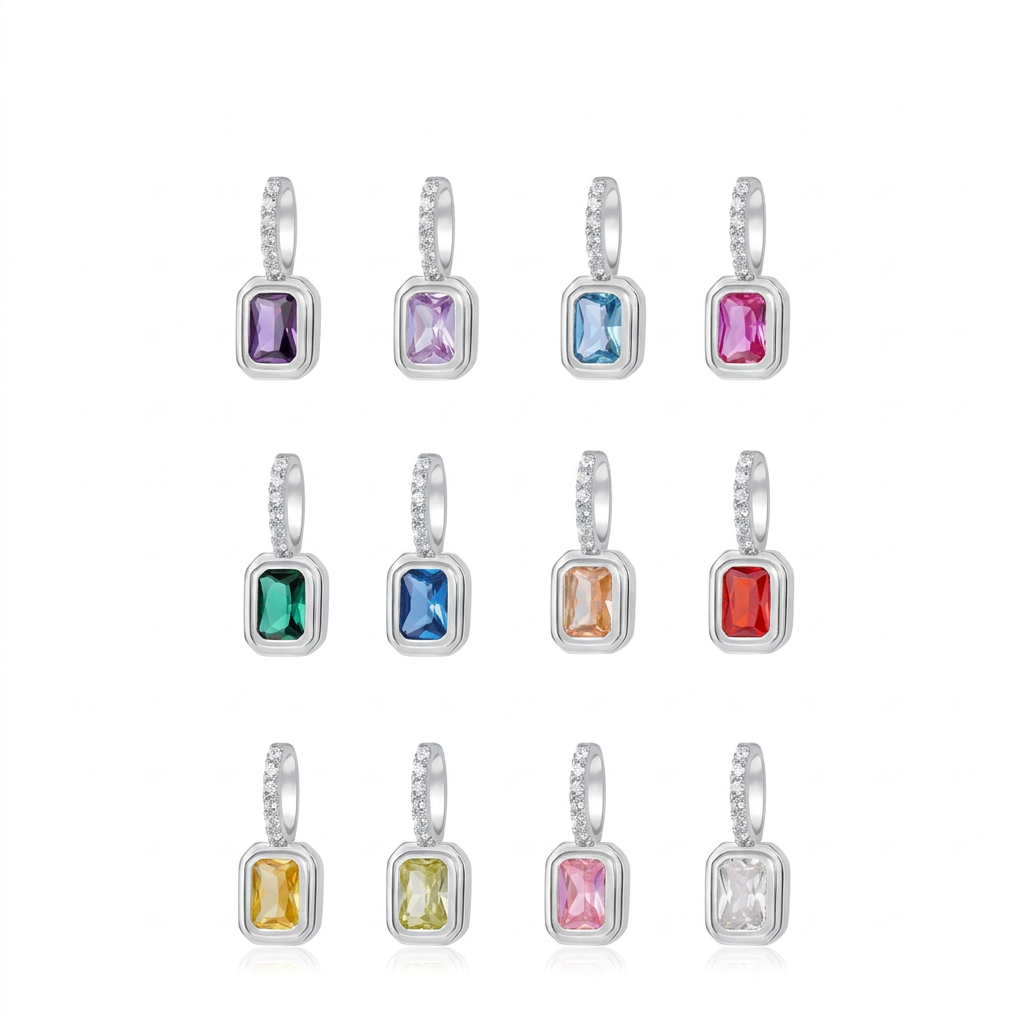 Dije Cuadrado con Zirconia de Color