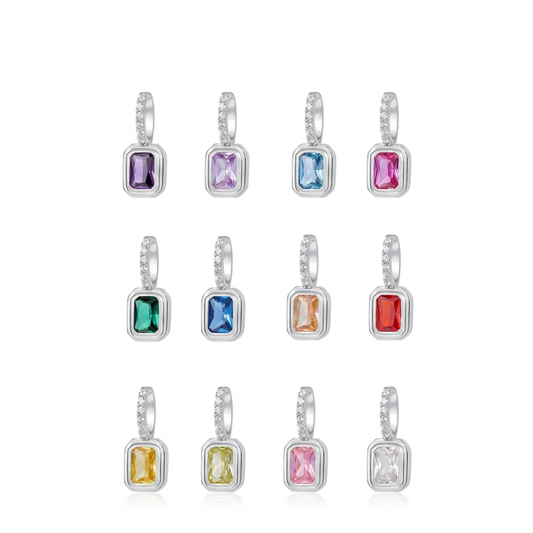 Dije Cuadrado con Zirconia de Color
