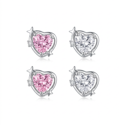 Aretes Estrella de Cuatro Puntas y Corazón