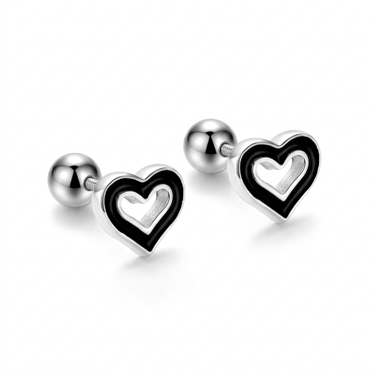 Aretes Corazón Calado de Color