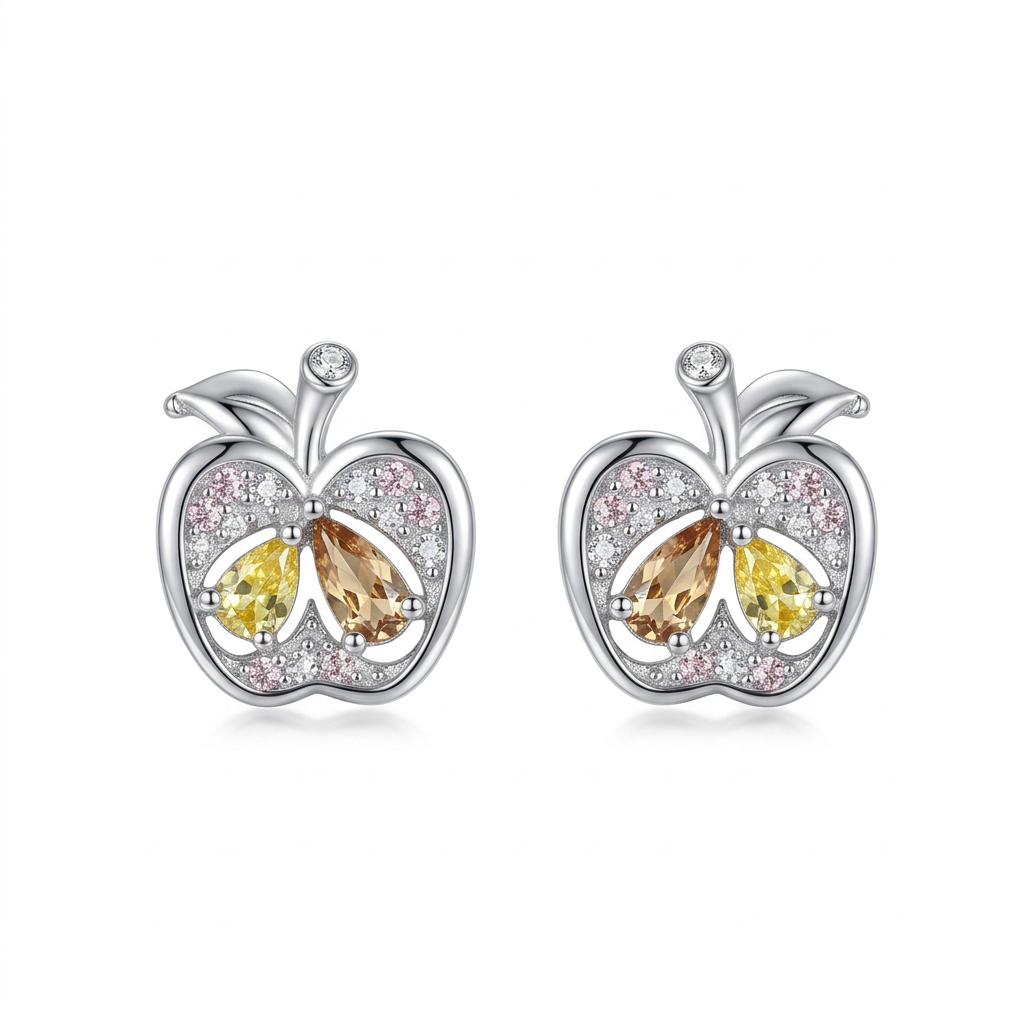 Aretes Manzana con Zirconias de Colores