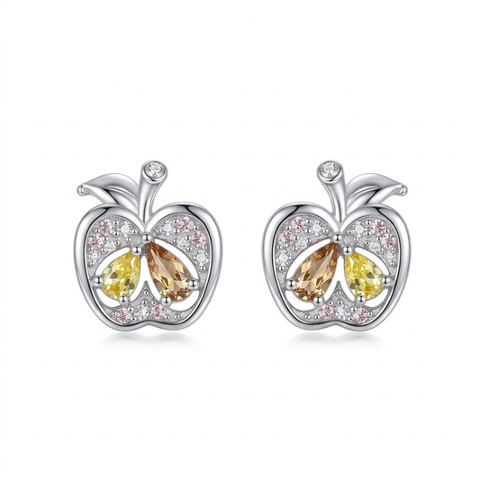 Aretes Manzana con Zirconias de Colores