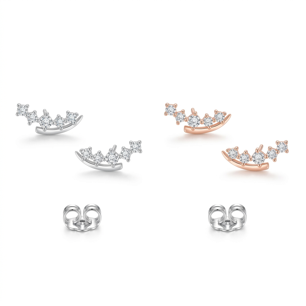 Aretes Cinco Zirconias Redondas