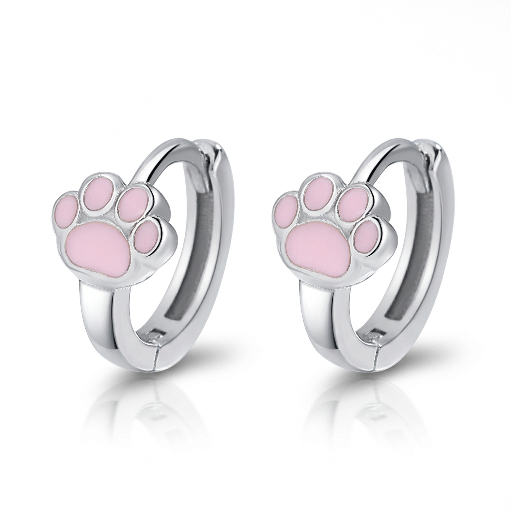 Arracadas Huellita de Gato Rosa