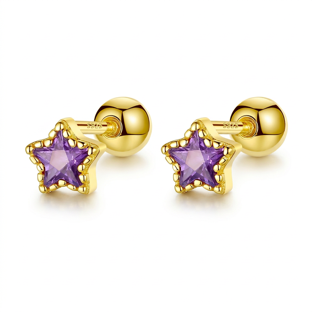 Aretes Zirconia de Color en Cuatro Formas con Rosca
