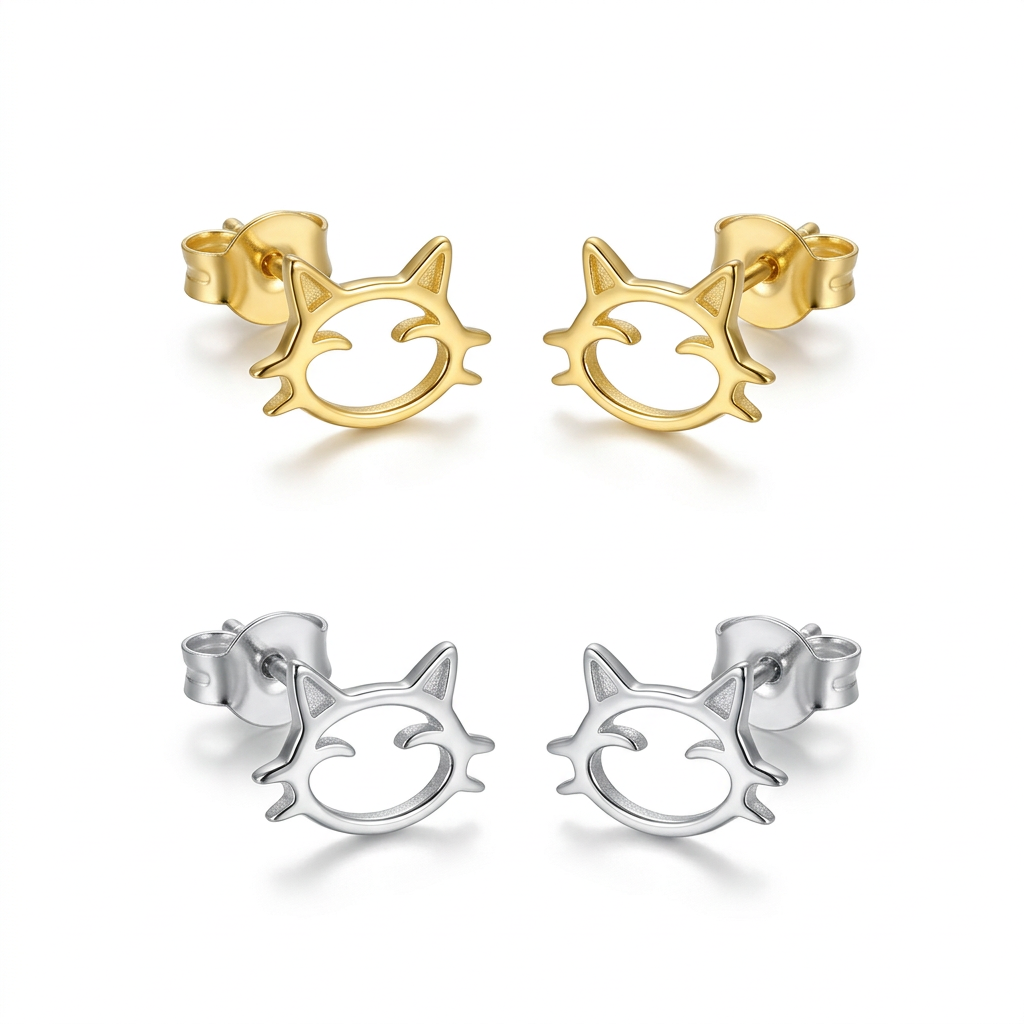 Aretes Gatito Calado