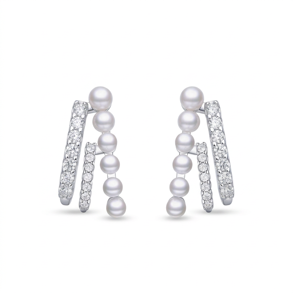 Aretes Perla Incrustada con Zirconias