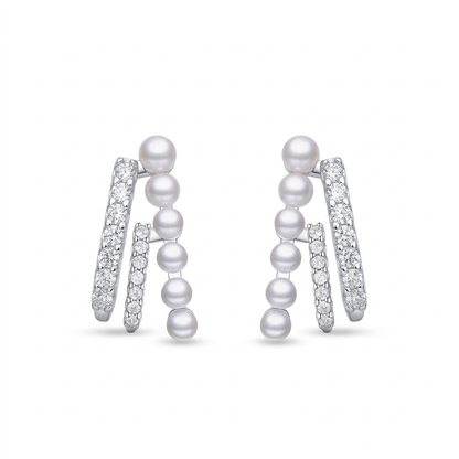 Aretes Perla Incrustada con Zirconias