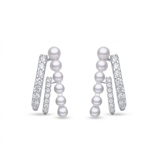 Aretes Perla Incrustada con Zirconias