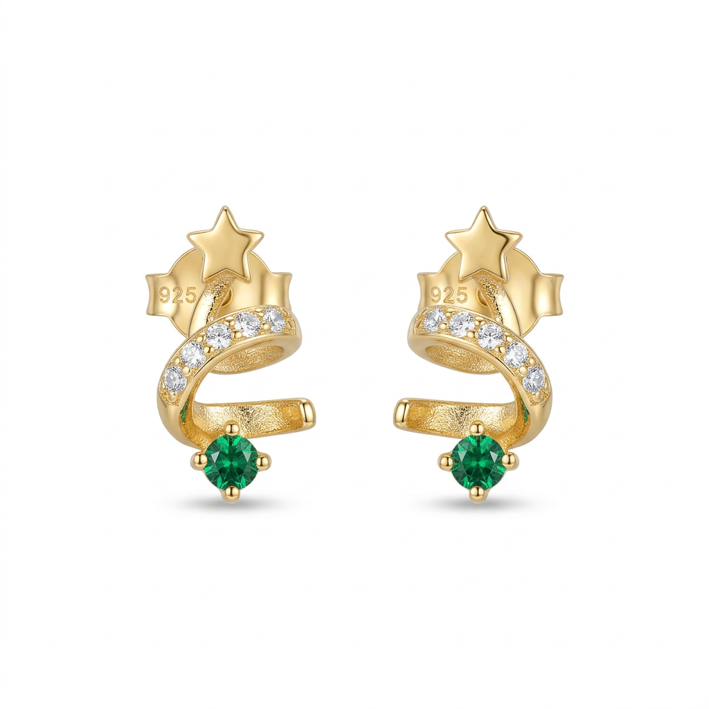 Aretes Árbol de Navidad Giratorio