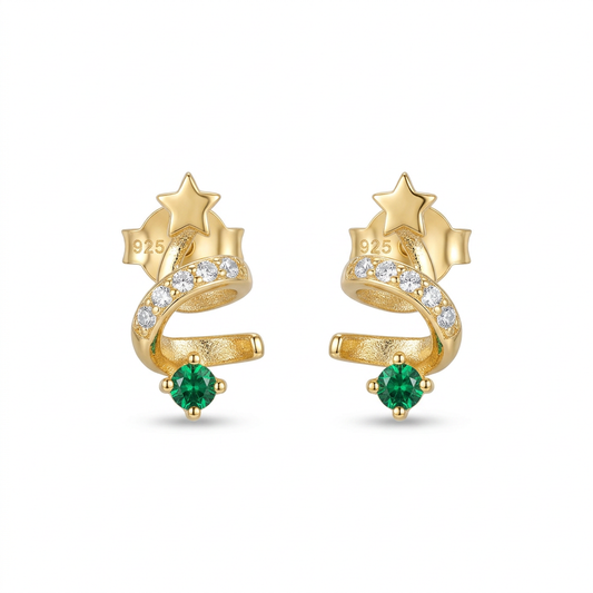 Aretes Árbol de Navidad Giratorio