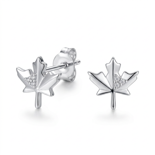 Aretes Hoja de Maple con Zirconias