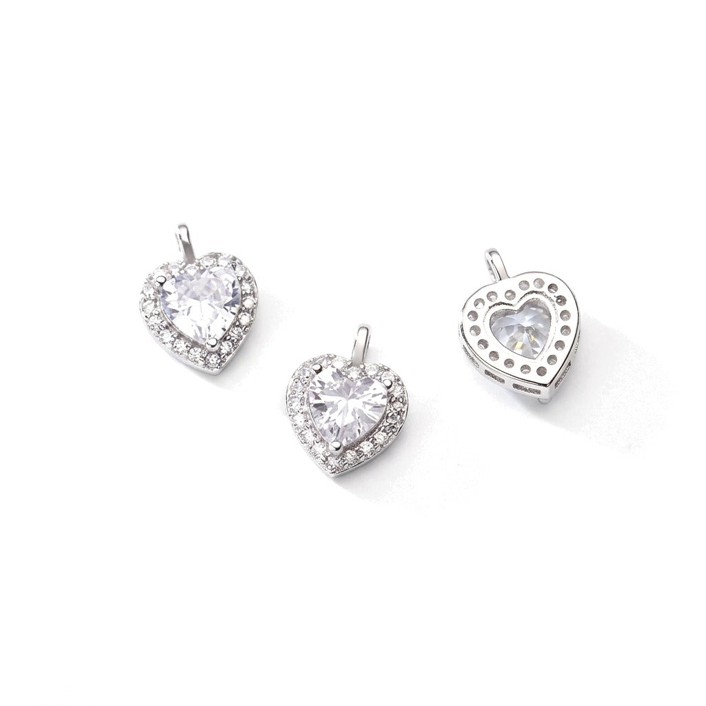 Dije Corazón de Zirconia Plateado