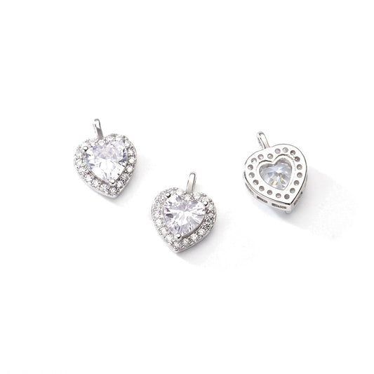 Dije Corazón de Zirconia Plateado