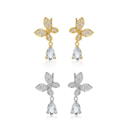 Aretes Colgantes Mariposa con Zirconias