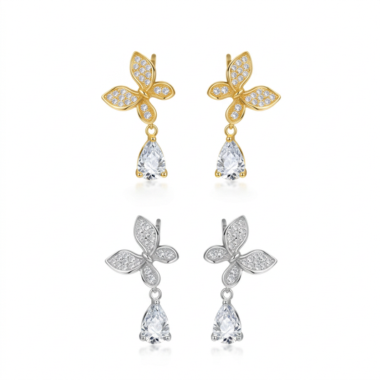 Aretes Colgantes Mariposa con Zirconias