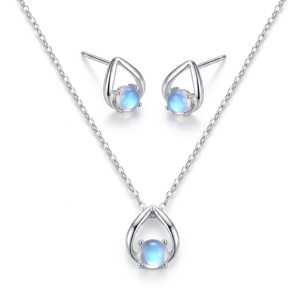 Collar o Aretes de Piedra Luna Irregular