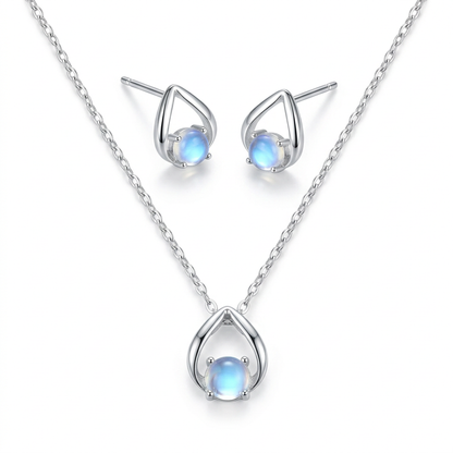 Collar o Aretes de Piedra Luna Irregular
