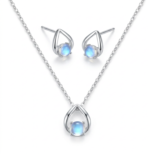 Collar o Aretes de Piedra Luna Irregular