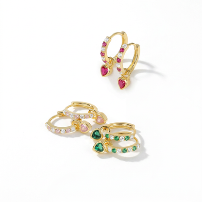 Arracadas Corazón de Color con Zirconia