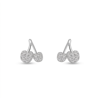 Aretes de Botón Cereza con Zirconias