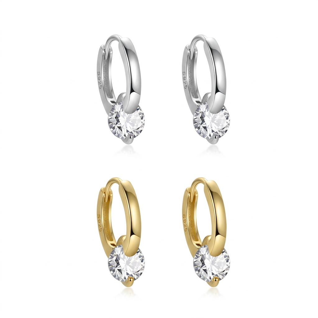 Arracadas con Zirconias Redondas