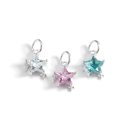 Dije Estrella de Zirconia Blanca, Azul o Rosa