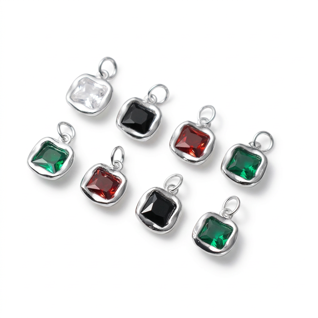 Dije Zirconia Cuadrada de Colores