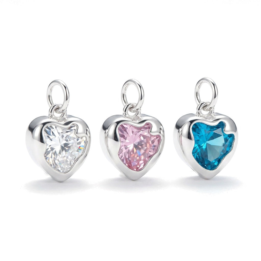 Dije Corazón de Zirconia Blanca, Azul o Rosa
